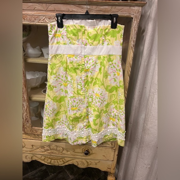 Lilly Pulitzer Womens Jubilee Strapless Dress in Green and Pink Floral Size 10 - Picture 9 of 9